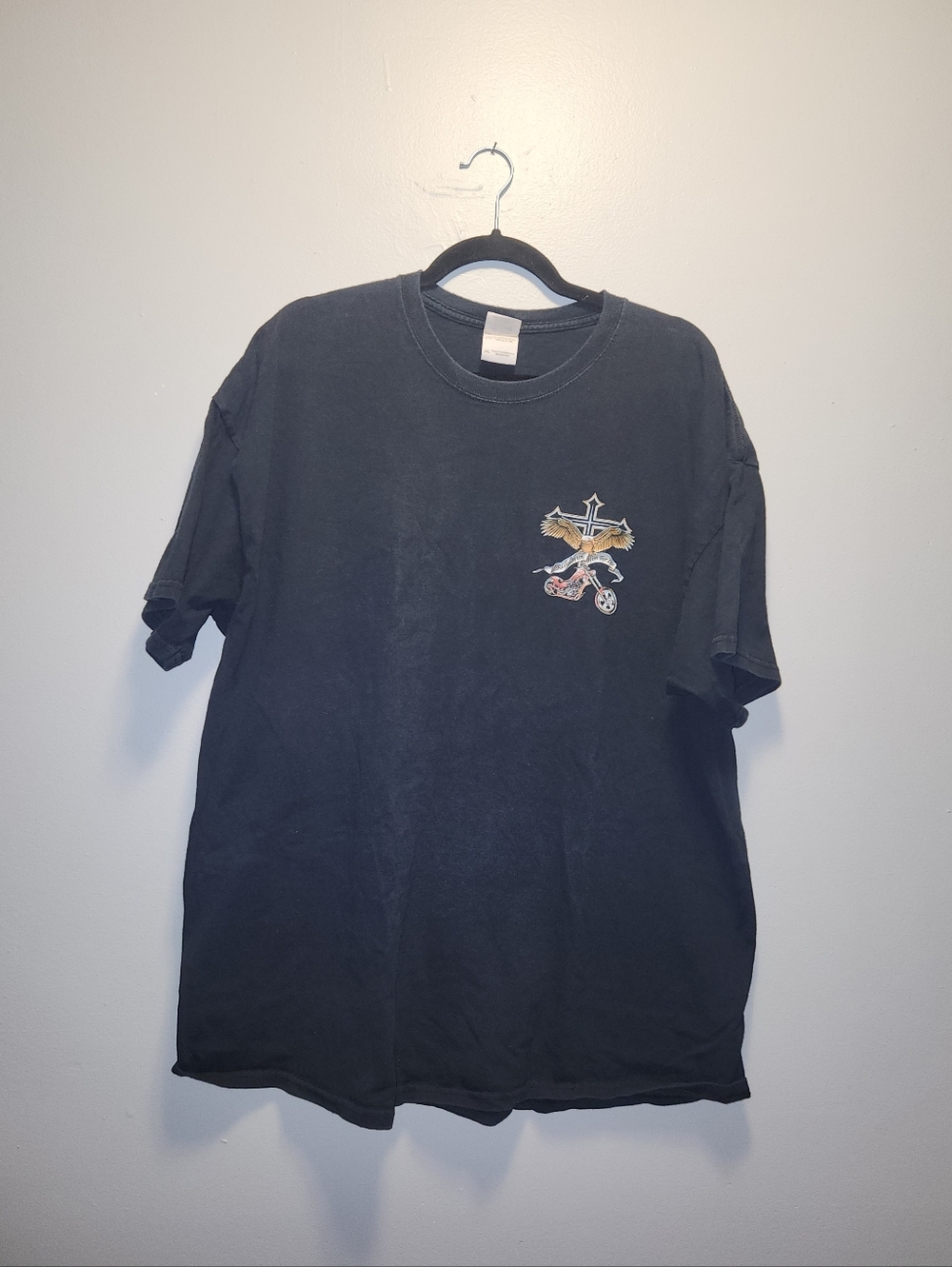 Mens Black Motorcycle Cross Biker Vintage Graphic Tee | XXLarge